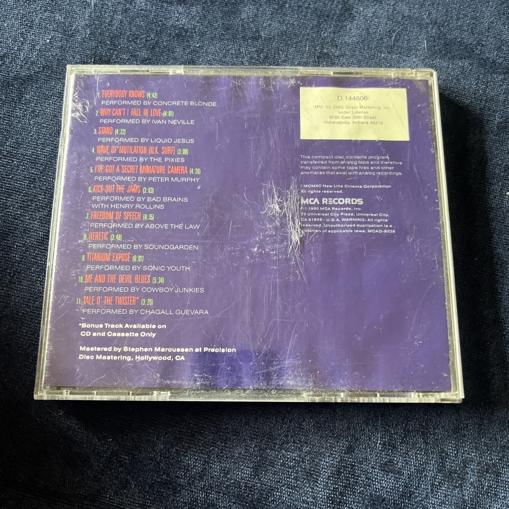 Pump Up The Volume Soundtrack CD 1990 MCA BMG Club Soundgarden Pixies Alt Rock - Picture 4 of 5
